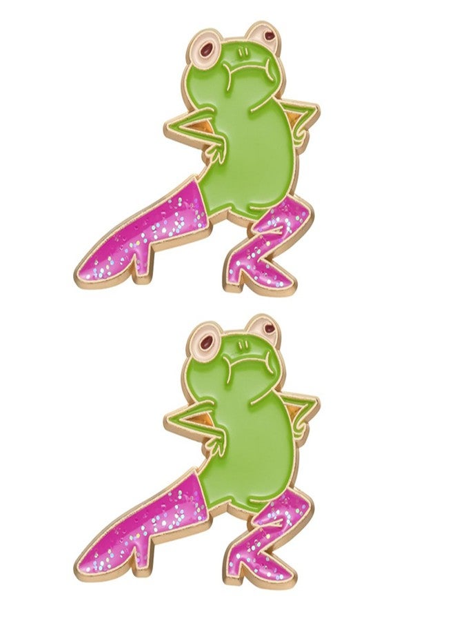WCRAZYE 2 pcs Pink Glitter Boots Cute Frog Enamel Pins for Women Funny High Heeled Shoes Cartoon Frog Brooches Creative Funny Animals Brooches (Frog) - Image 1